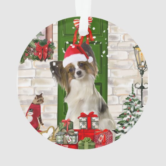 Papillon Dog Kerstmis Ornament (achterkant)
