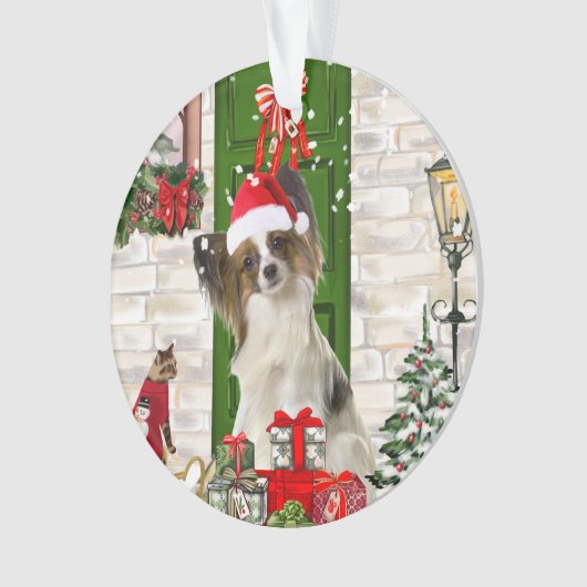 Papillon Dog Kerstmis Ornament (voorkant)