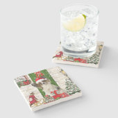 Papillon Dog Kerstmis Stenen Onderzetter (Zijkant)