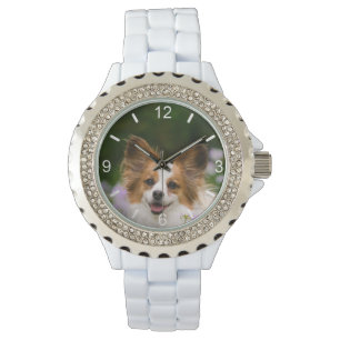 Papillon Dog Leuk Romantisch bord - wijzerplaat Horloge