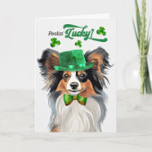 Papillon Dog Lucky St Patrick's Day Feestdagen Kaart (Voorkant)