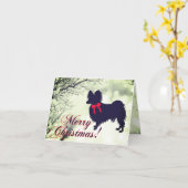 Papillon Dog Merry Christmas Card Kaart (Gele Bloem)