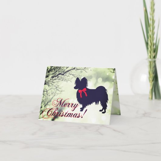 Papillon Dog Merry Christmas Card Kaart (Voorkant)