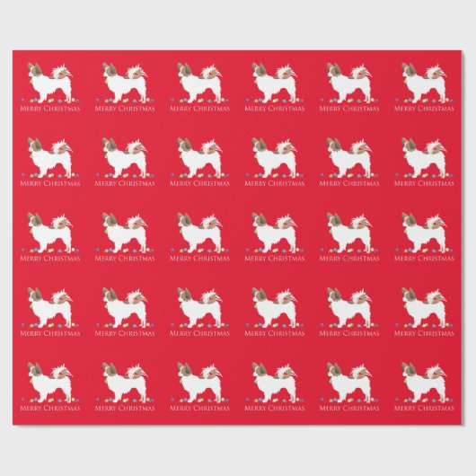 Papillon Dog Merry-kerstdesign Cadeaupapier (Vlak)