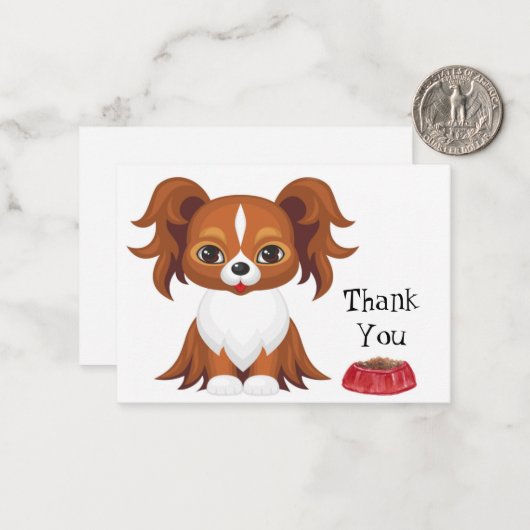 Papillon Dog Notitiekaartje (Voorkant / Achterkant in situ)