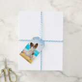 Papillon Dog op strand Cadeaulabel (Met Touw)