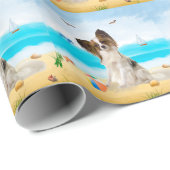 Papillon Dog op strand Cadeaupapier (Rol Hoek)