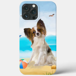 Papillon Dog op strand Case-Mate iPhone Case