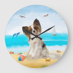 Papillon Dog op strand Grote Klok