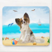 Papillon Dog op strand Muismat (Voorkant)