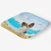 Papillon Dog op strand Papieren Bordje (Gebogen)