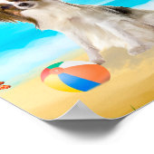 Papillon Dog op strand Poster (Hoek)