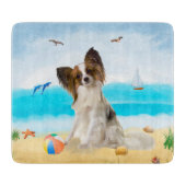 Papillon Dog op strand Snijplank (Voorkant)
