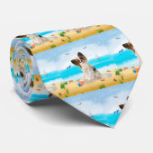 Papillon Dog op strand Stropdas (Opgerold)