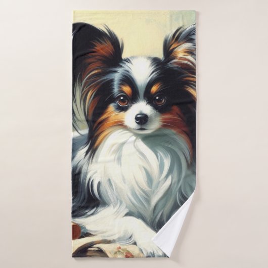  Papillon Dog Painting Badhanddoek (Badhanddoek)