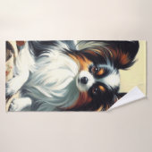  Papillon Dog Painting Badhanddoek (Badhanddoek)
