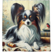  Papillon Dog Painting Douchegordijn (Voorkant)