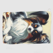 Papillon Dog Painting Golfhanddoek (Horizontaal)