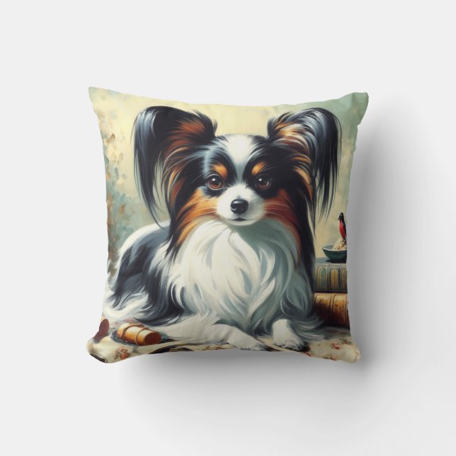  Papillon Dog Painting Kussen (Voorkant)