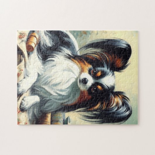  Papillon Dog Painting Legpuzzel (Horizontaal)