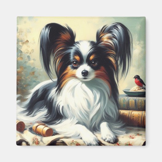  Papillon Dog Painting Magneet (Voorkant)