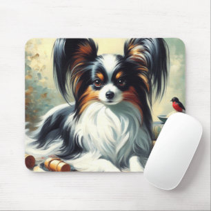 Papillon Dog Painting Muismat