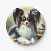Papillon Dog Painting Papieren Bordje (Voorkant)