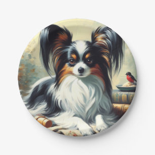 Papillon Dog Painting Papieren Bordje