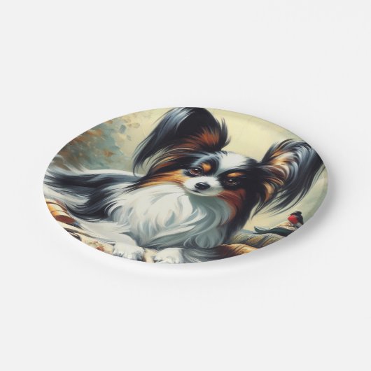 Papillon Dog Painting Papieren Bordje (Gekanteld)