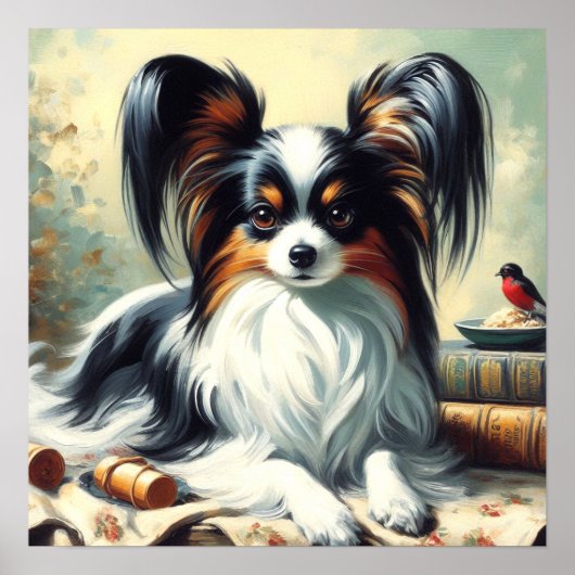  Papillon Dog Painting Poster (Voorkant)