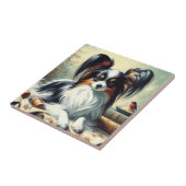  Papillon Dog Painting Tegeltje (Zijkant)