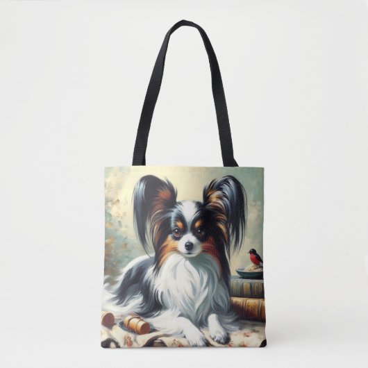  Papillon Dog Painting Tote Bag (Voorkant)