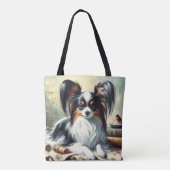  Papillon Dog Painting Tote Bag (Achterkant)