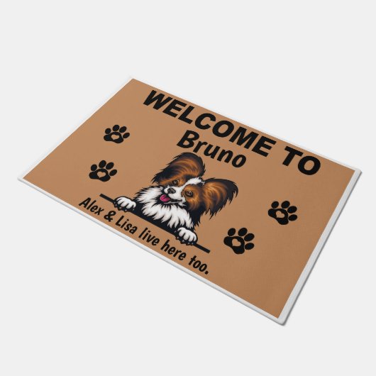 Papillon dog Personalized Door Mat Doormat (Schuin)