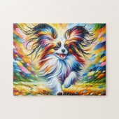 Papillon Dog Portrait Acryl Art Print Hondenliefhe Legpuzzel (Horizontaal)