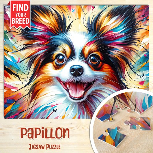Papillon Dog Portrait Acryl Art Print Hondenliefhe Legpuzzel