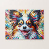 Papillon Dog Portrait Acryl Art Print Hondenliefhe Legpuzzel (Horizontaal)