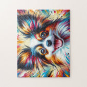 Papillon Dog Portrait Acryl Art Print Hondenliefhe Legpuzzel (Verticaal)