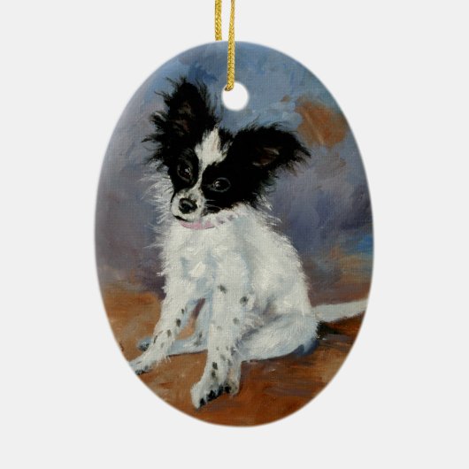 Papillon Dog Portrait Keramisch Ornament (Achterkant)