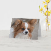 Papillon Dog Portret Kaart (Gele Bloem)