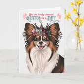 Papillon Dog Queen voor een dag Funny Birthday Kaart (Gele Bloem)