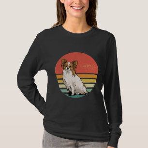 Papillon Dog Retro  70s Hondenhuisdier T-shirt