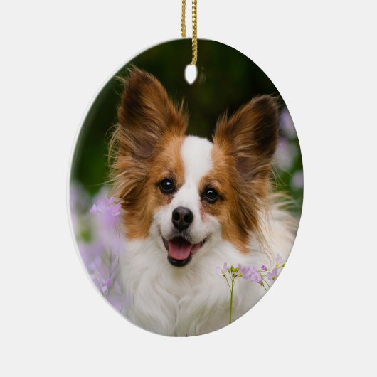 Papillon Dog Romantic Cute Portrait Keramisch Ornament (Rechts)