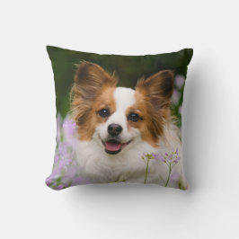 Papillon Dog Romantic Portrait, Square Kussen