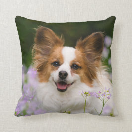 Papillon Dog Romantic Portrait, Square Kussen