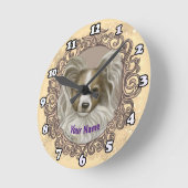 Papillon Dog Ronde Klok (Hoek)