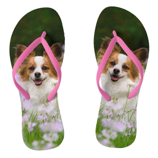 Papillon Dog Schattige Romantisch Portret Huisdier Teenslippers (Voetbed)