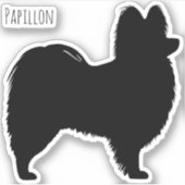 Papillon Dog Silhouet Vinyl Sticker (Voorkant)