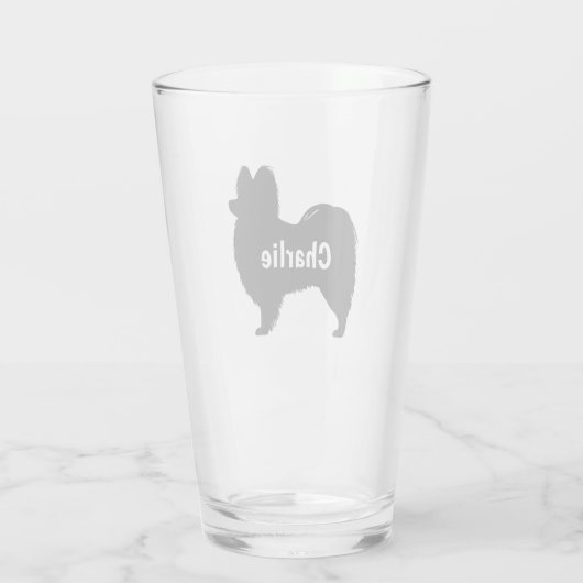 Papillon Dog Silhouette Custom Drink Glas (Achterkant)