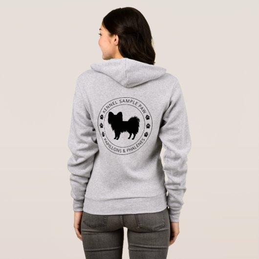 Papillon Dog Silhouette met poten en aangepaste te Hoodie (Achterkant volledig)